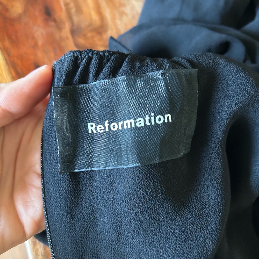 Reformation Butterfly Smooth Georgette Lined Black Dress 4 Wedding MINT $298 - Picture 6 of 14